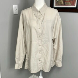 LL Bean Women's Outdoor Hiking Fishing Shirt Beige Neutral Size XL